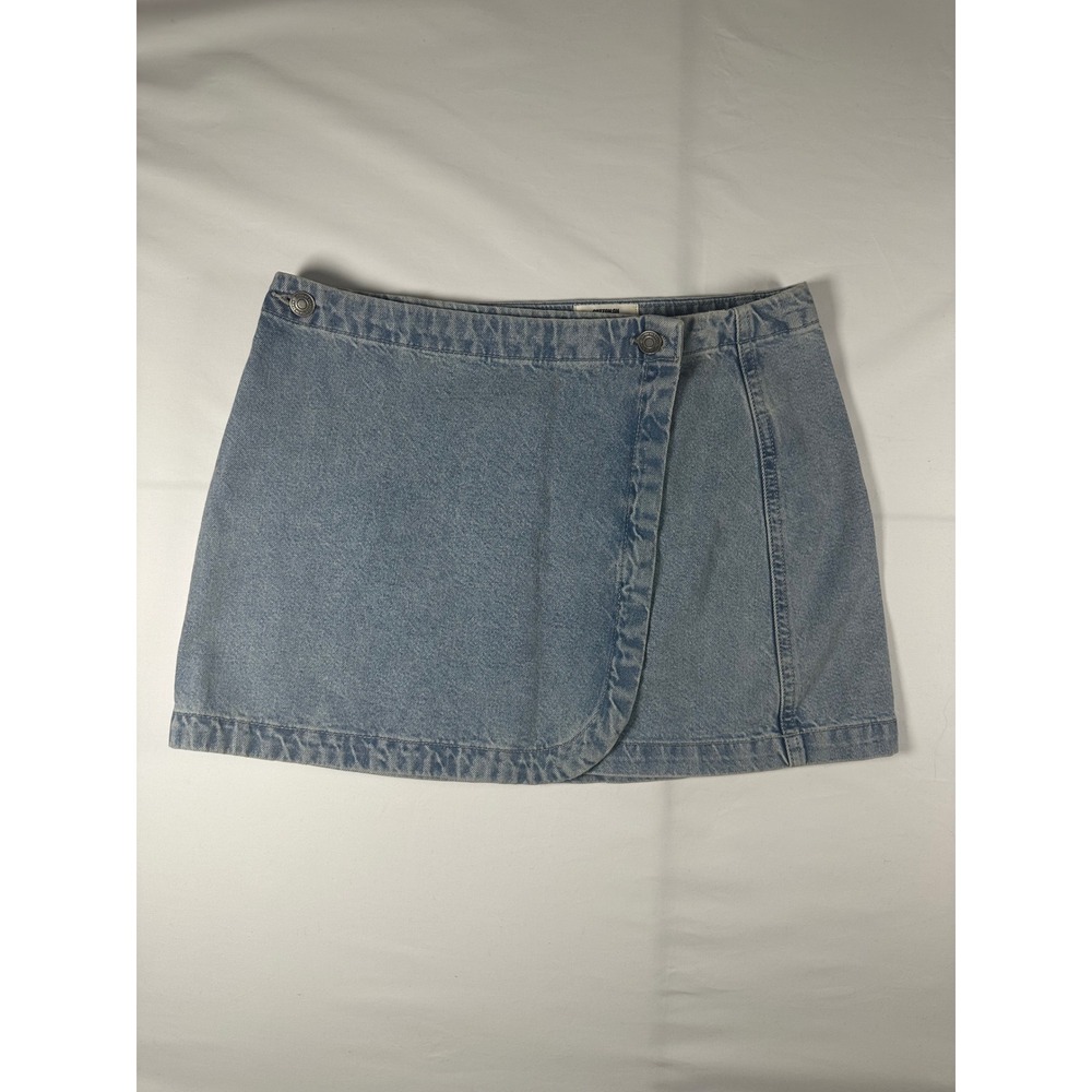 Cotton On Denim Mini Skirt Light Wash Blue Wrap Style Size 30